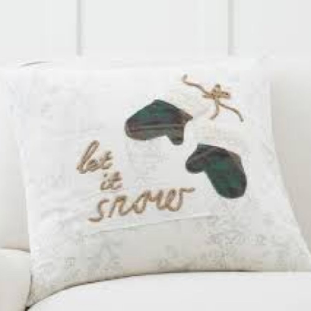 Pottery Barn Let It Snow Mittens Pillow Sham NWT